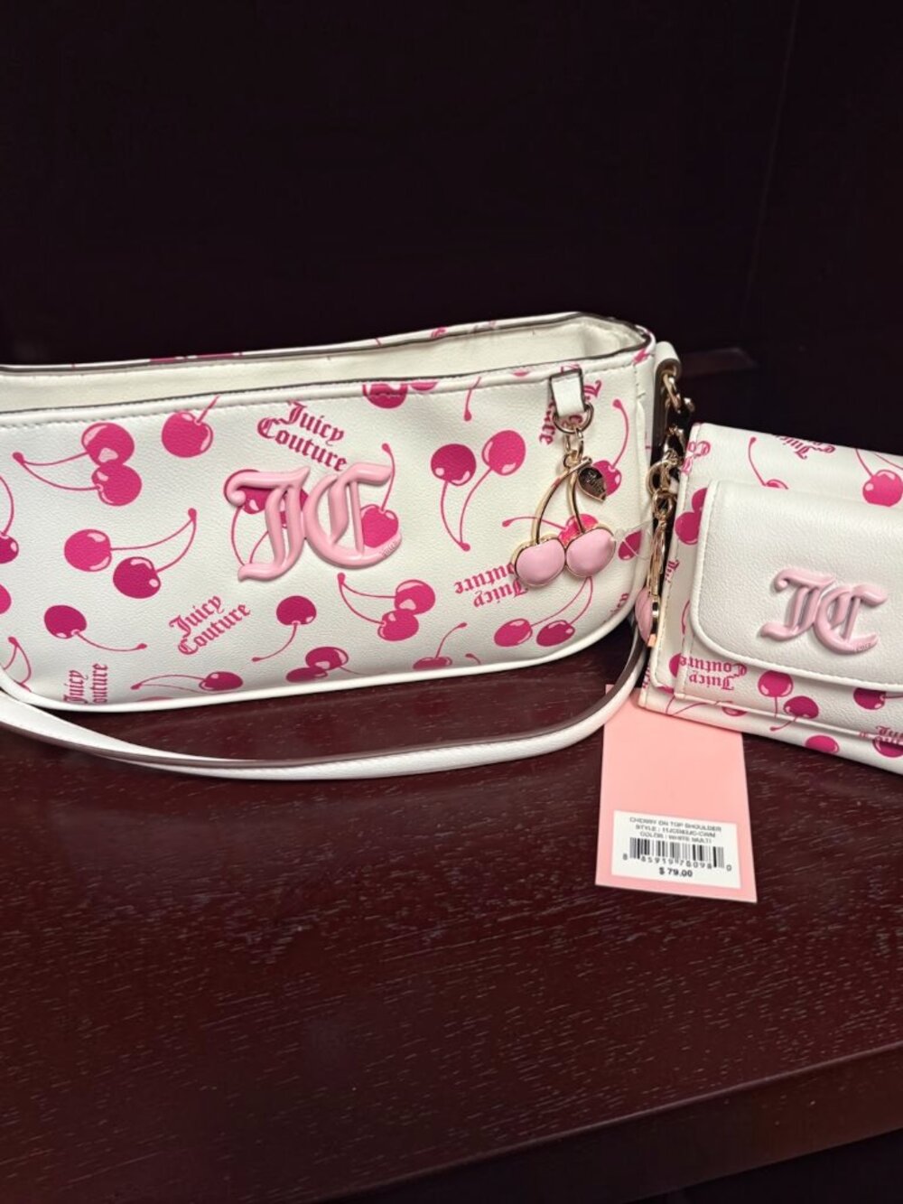 Juicy Couture Cherry On Top Gift Bundle – Shoulder Bag + Wallet White Multi, NWT